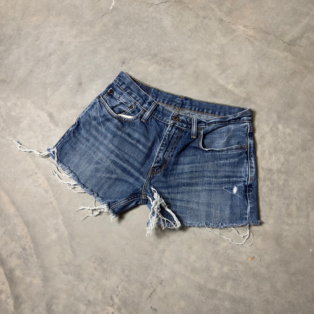 Levi's 514 Cutoff Denim Shorts Mens 33 Blue Baggy Streetwear Grunge